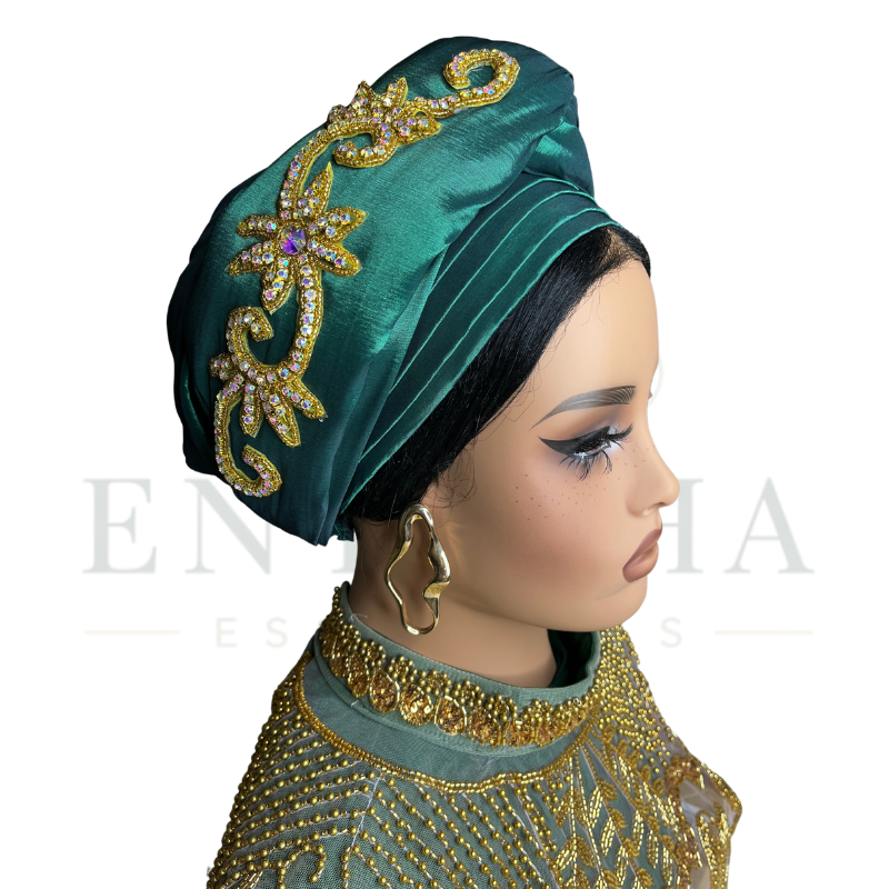 2-n-1 Crystal Applique Turban Cap