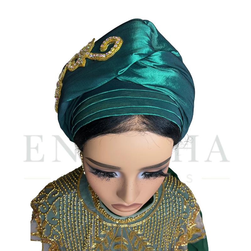 2-n-1 Crystal Applique Turban Cap