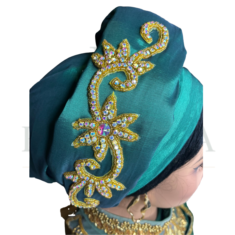 2-n-1 Crystal Applique Turban Cap