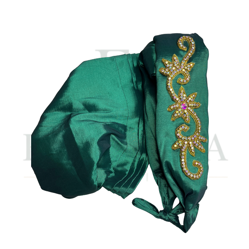 2-n-1 Crystal Applique Turban Cap