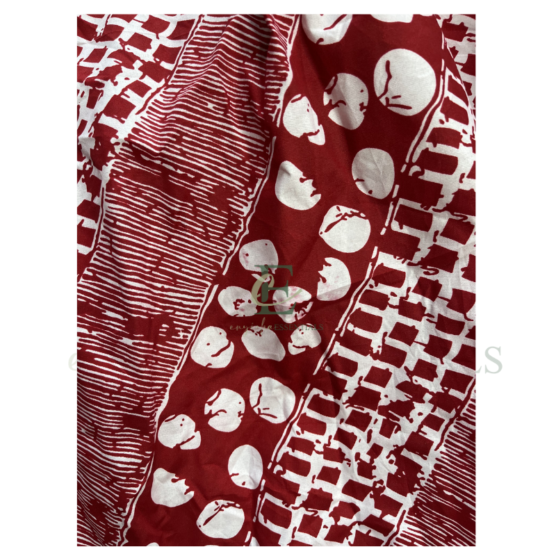 Red African Print Maxi Dress with Ruffle Straps | Free Size (S–2XL)