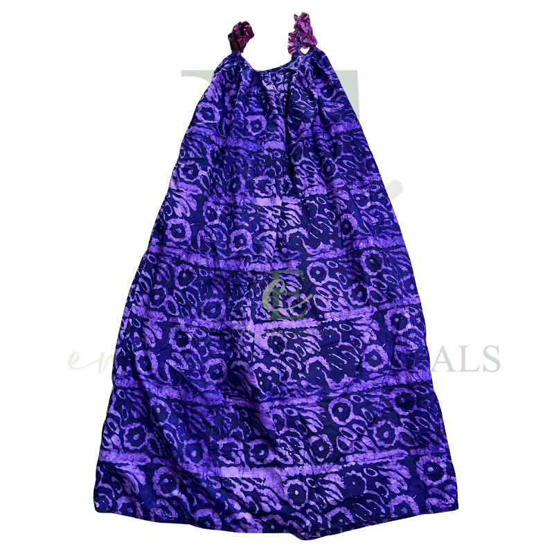 Purple African Print Maxi Dress with Ruffle Straps | Free Size (S–3XL)