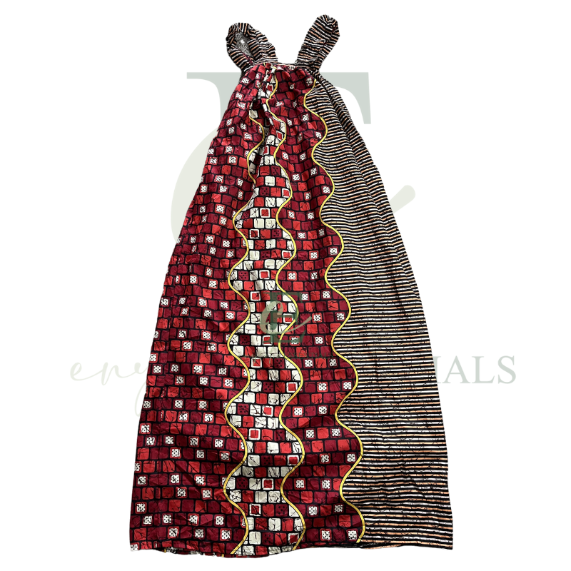 Geometric Print Maxi Dress with Ruffle Straps | Free Size (S–XL)