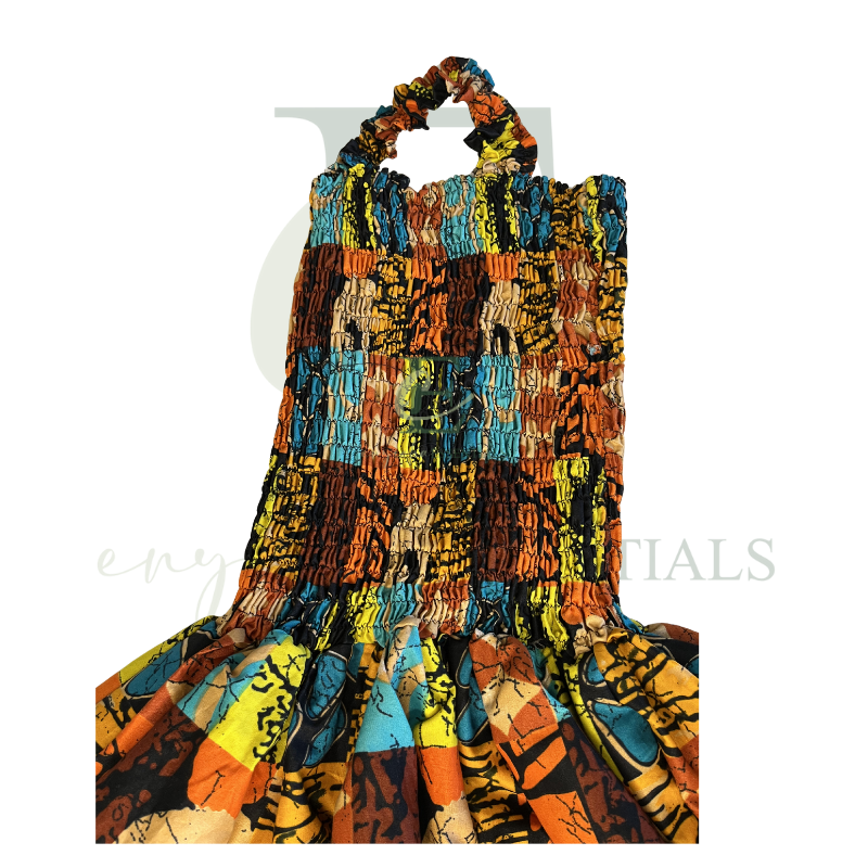 African Patchwork Halter Long Maxi