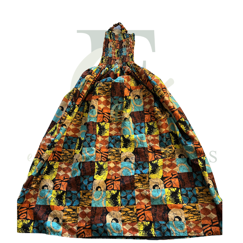 African Patchwork Halter Long Maxi