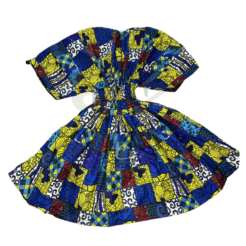 African Patchwork Smocked Mini Dress
