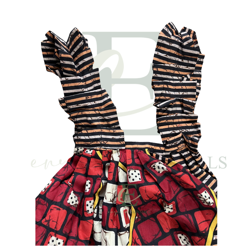 Geometric Print Maxi Dress with Ruffle Straps | Free Size (S–XL)