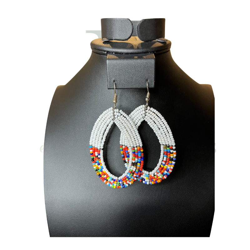Handmade Beaded Multicolor Envelope Clutch with Matching Hoop Earrings
