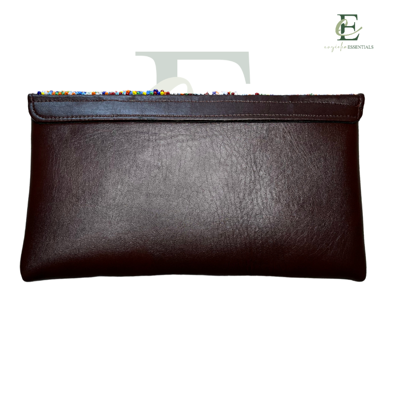 Handmade Beaded Multicolor Envelope Clutch with Matching Hoop Earrings