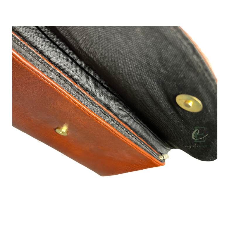 Handmade Beaded Orange and Brown Clutch with Matching Earrings