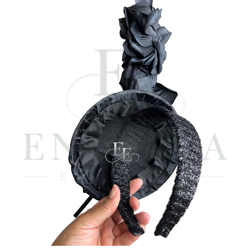 Black Floral Couture Fascinator Headband