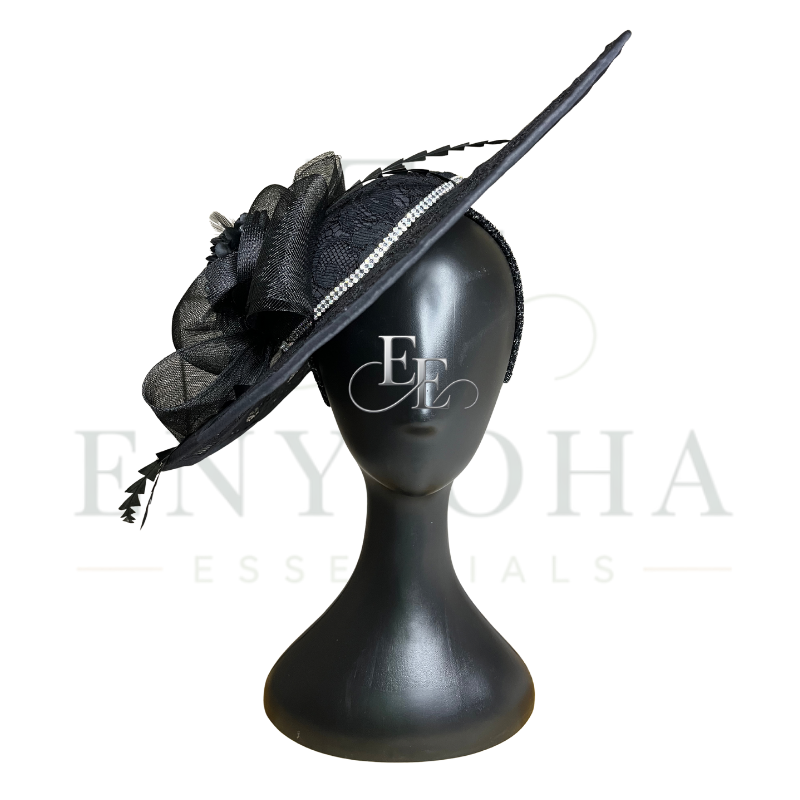 Black Wide-Brim Lace Fascinator