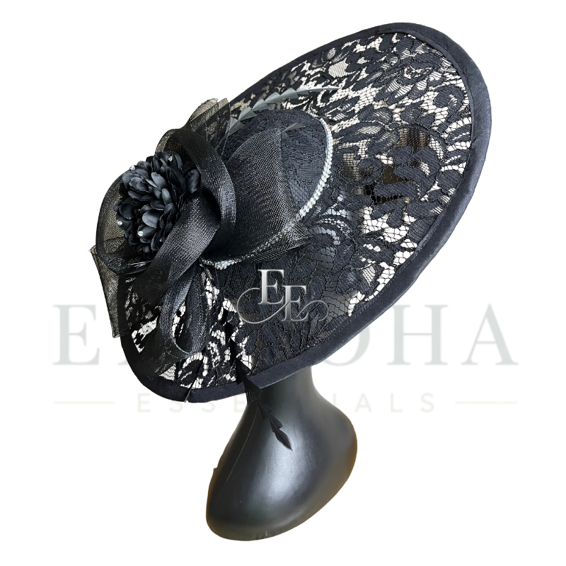 Black Wide-Brim Lace Fascinator