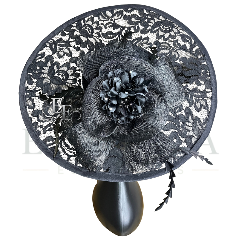 Black Wide-Brim Lace Fascinator