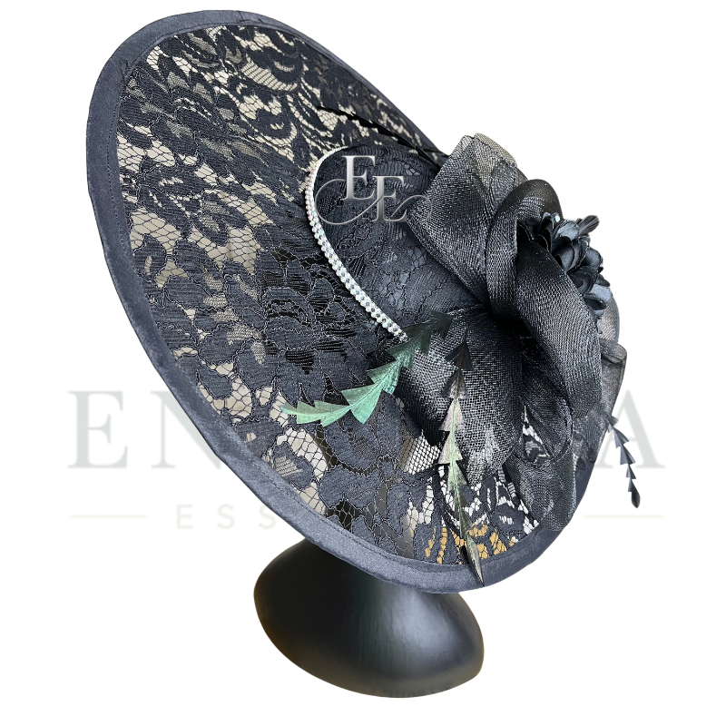 Black Wide-Brim Lace Fascinator