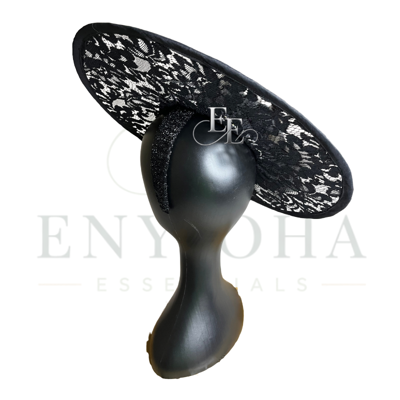 Black Wide-Brim Lace Fascinator
