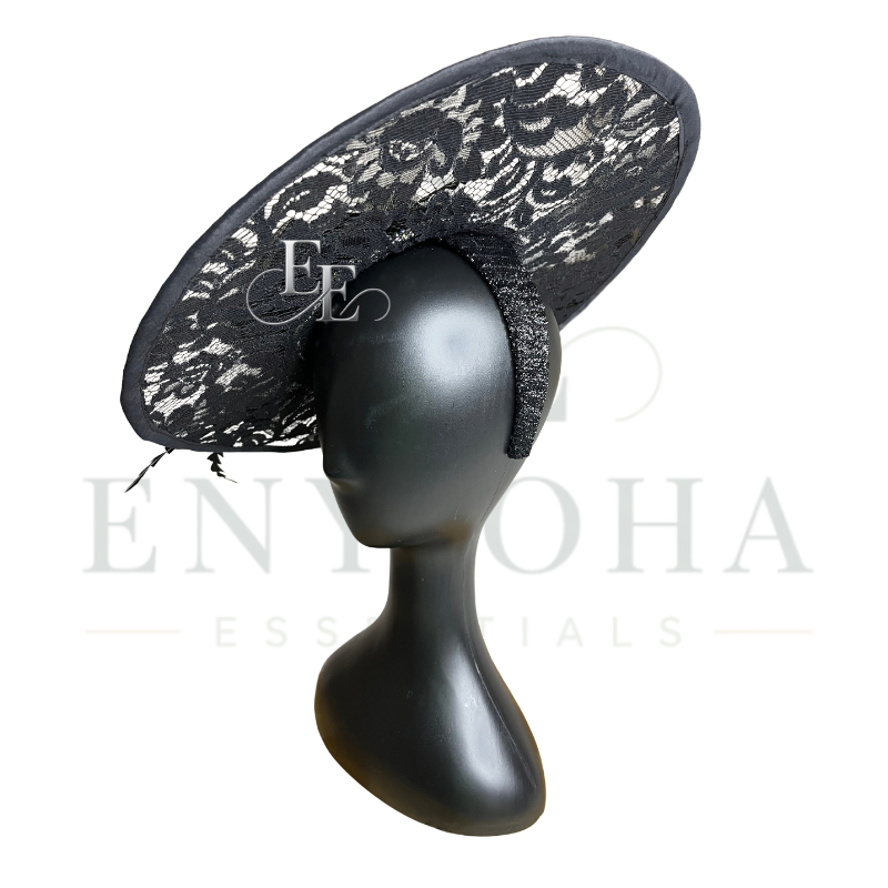 Black Wide-Brim Lace Fascinator