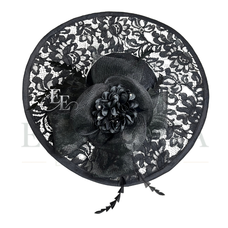 Black Wide-Brim Lace Fascinator