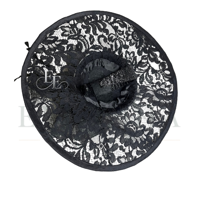Black Wide-Brim Lace Fascinator