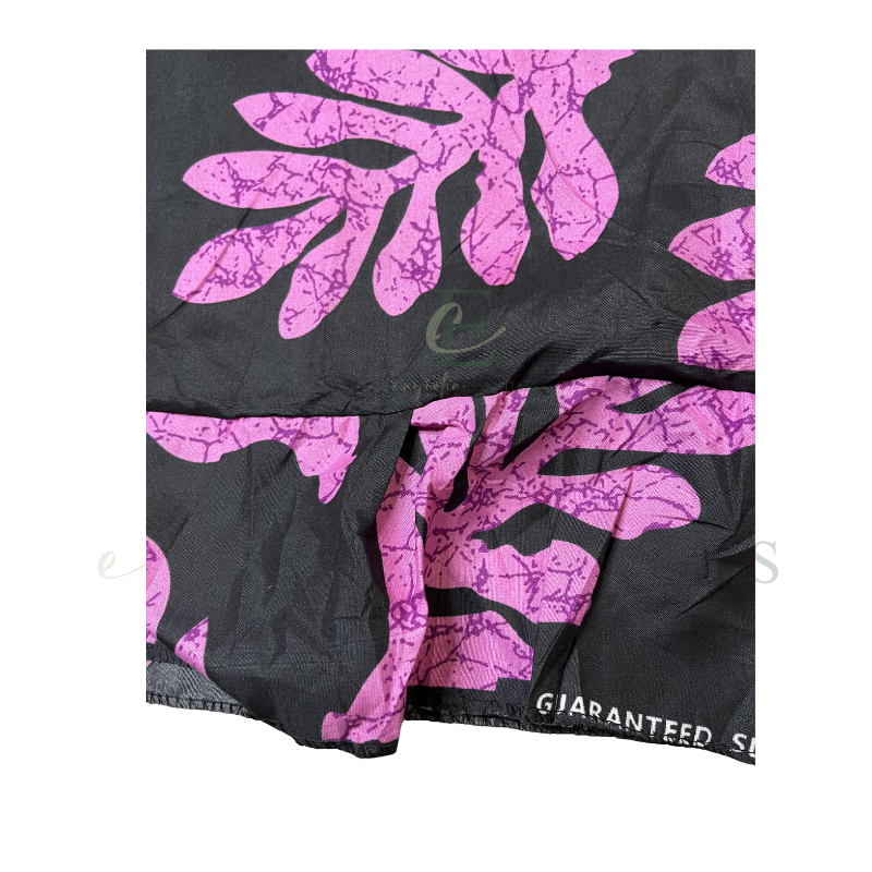 Black & Pink Leaf Print Boubou Dress
