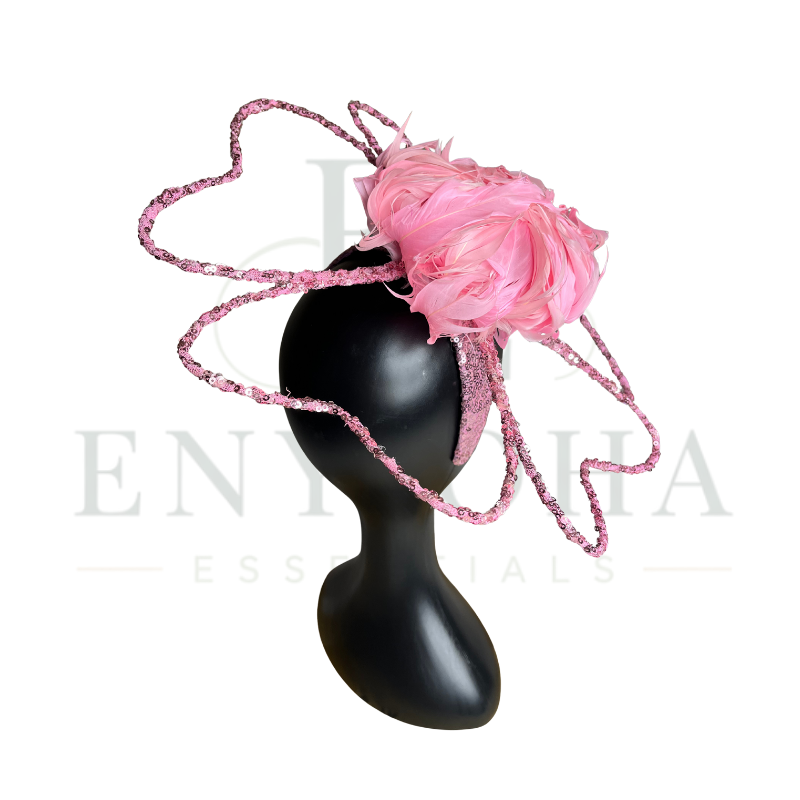Bloom Blush Pink Couture Feather Fascinator