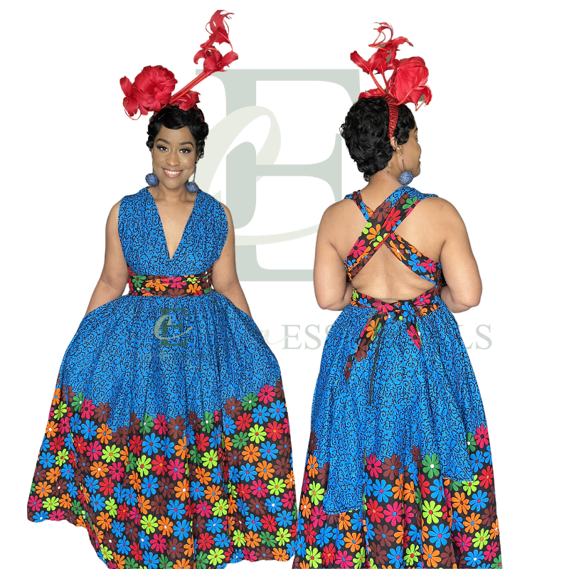 Blue Ankara Infinity Gown
