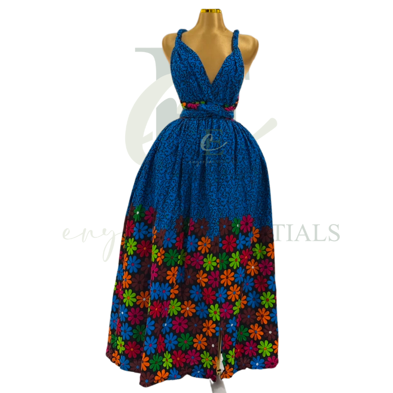 Blue Ankara Infinity Gown