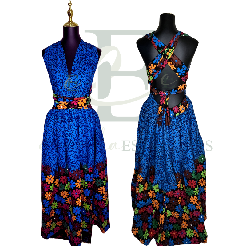 Blue Ankara Infinity Gown