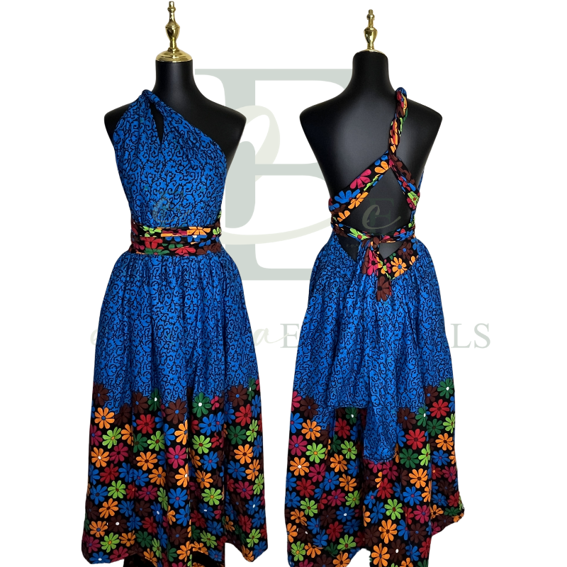 Blue Ankara Infinity Gown