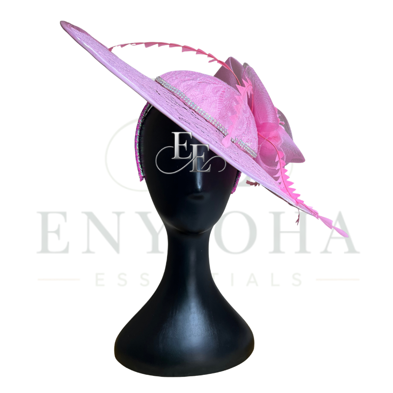 Blush Pink Wide-Brim Lace Fascinator