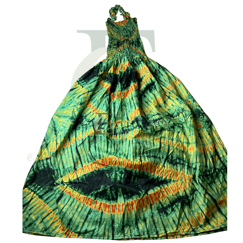 Boho Green Tie-Dye Halter Long Maxi Dress