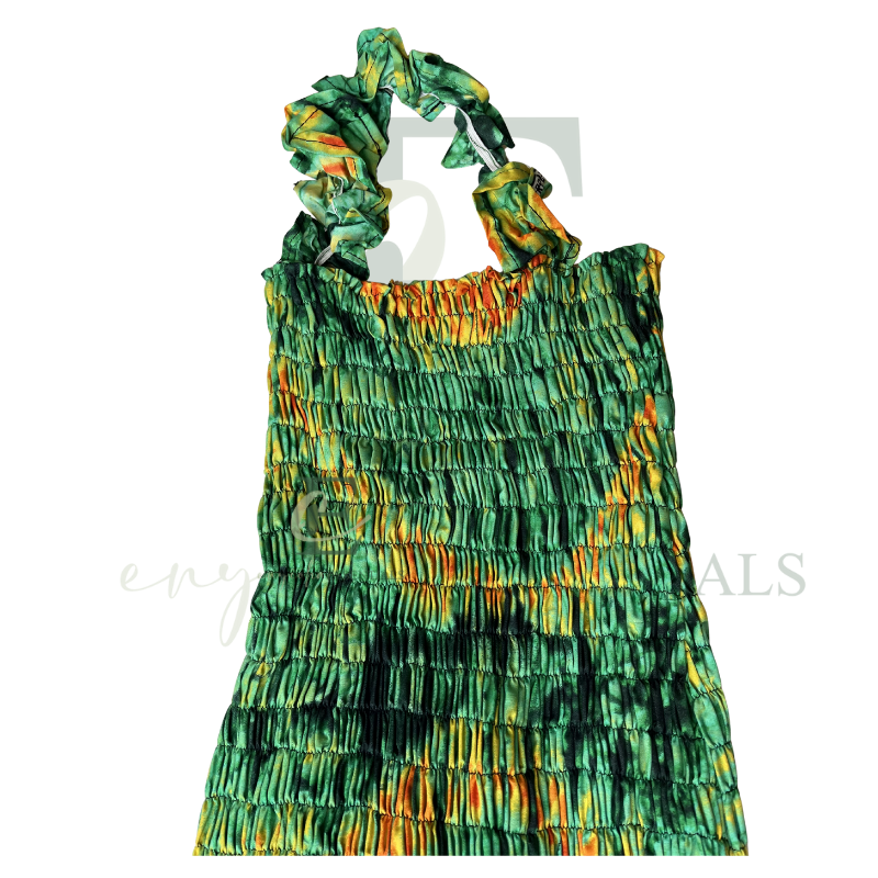 Boho Green Tie-Dye Halter Long Maxi Dress