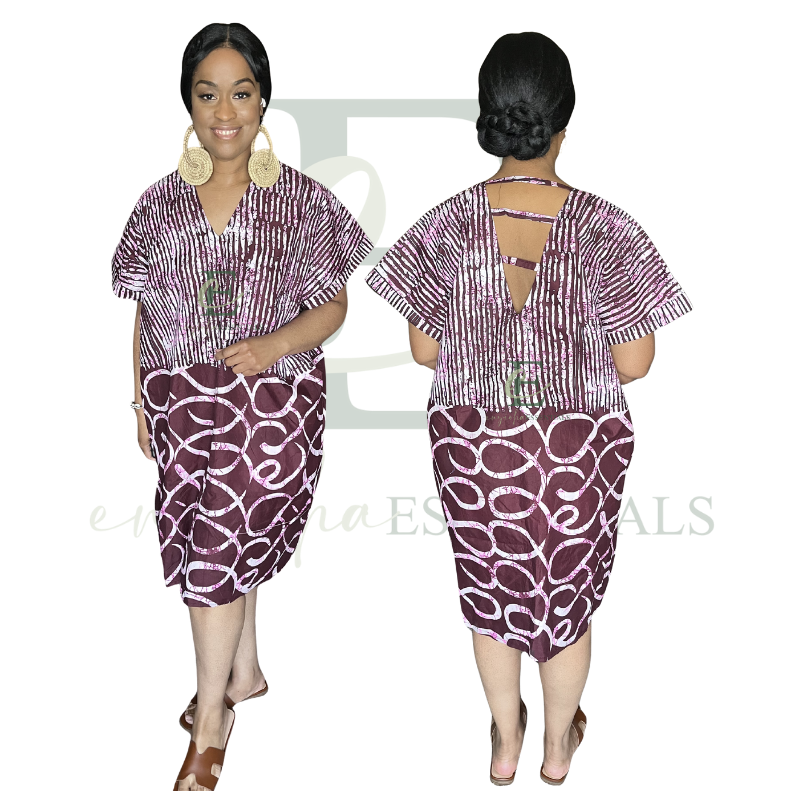 Burgundy Open Back Short Boubou