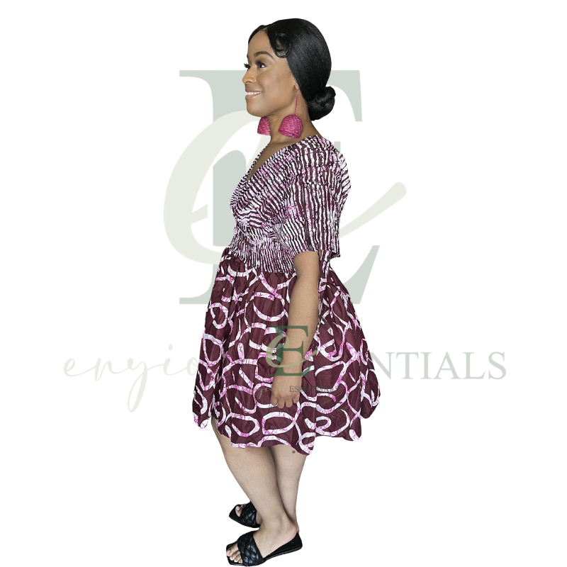 Burgundy Open Back Short Boubou