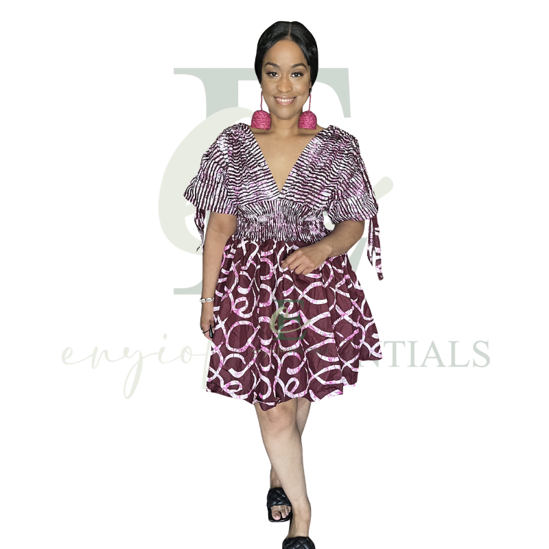 Burgundy Smocked Mini Dress