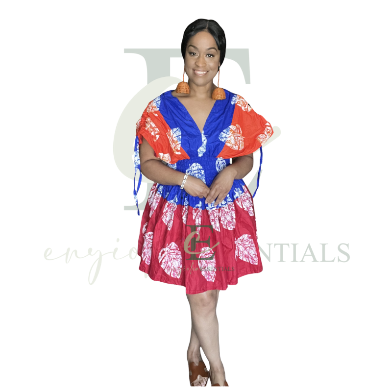 Colorblock African Smocked Mini Dress