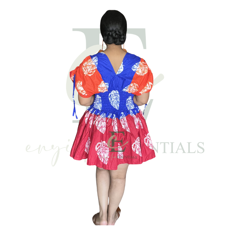 Colorblock African Smocked Mini Dress
