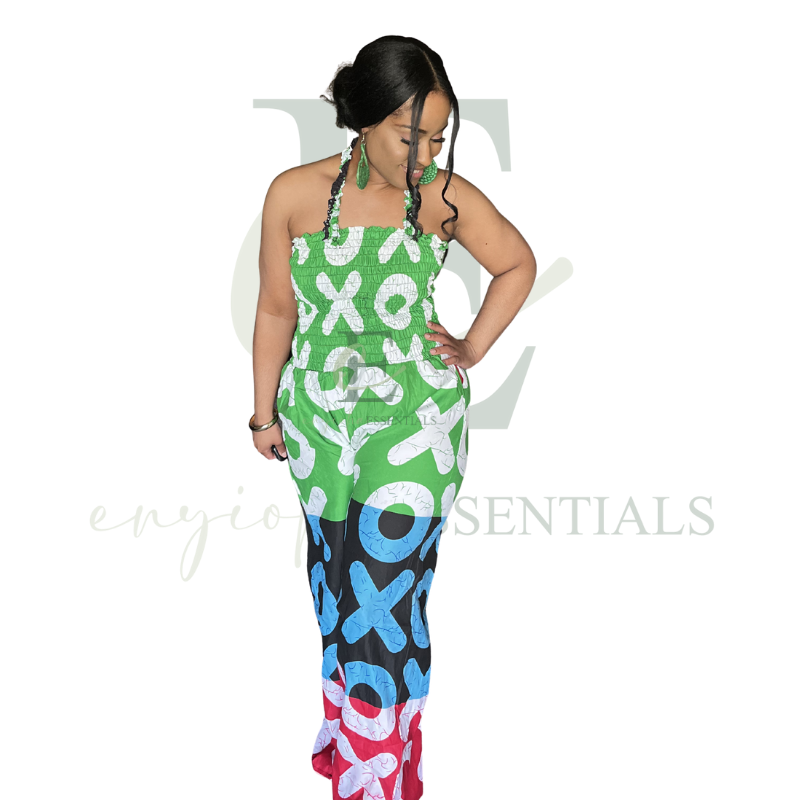 Colorblock XO Halter Jumpsuit