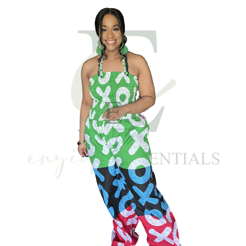 Colorblock XO Halter Jumpsuit