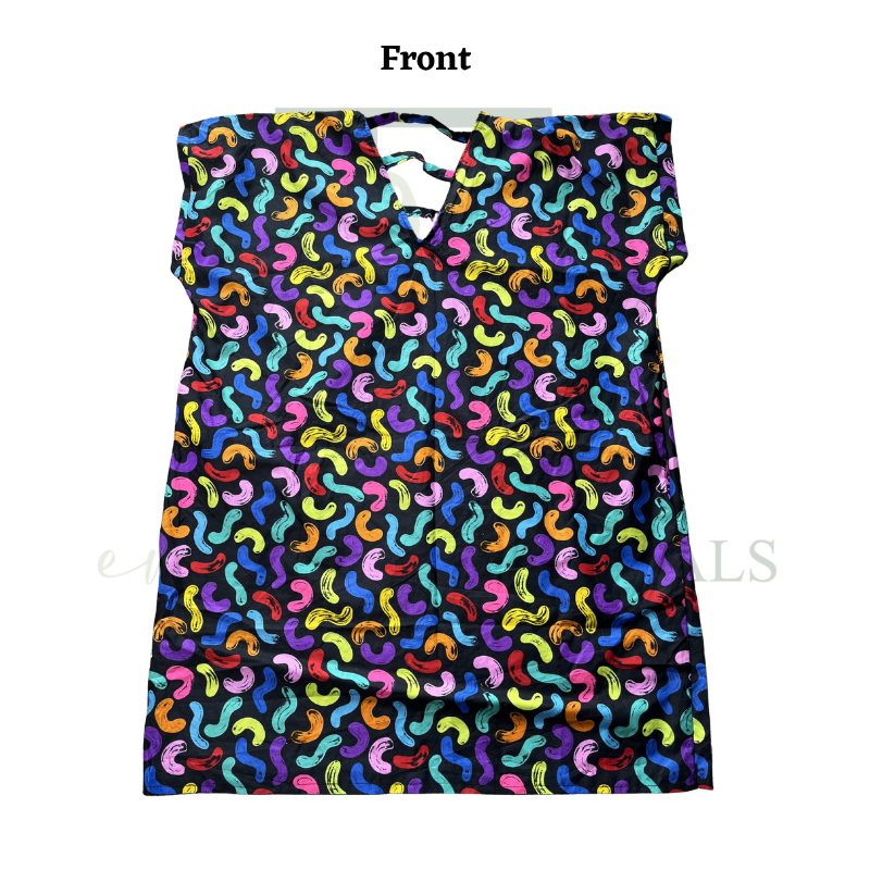 Colorful Abstract Print Open Back Mini Boubou