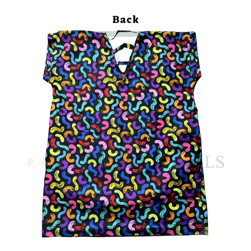Colorful Abstract Print Open Back Mini Boubou