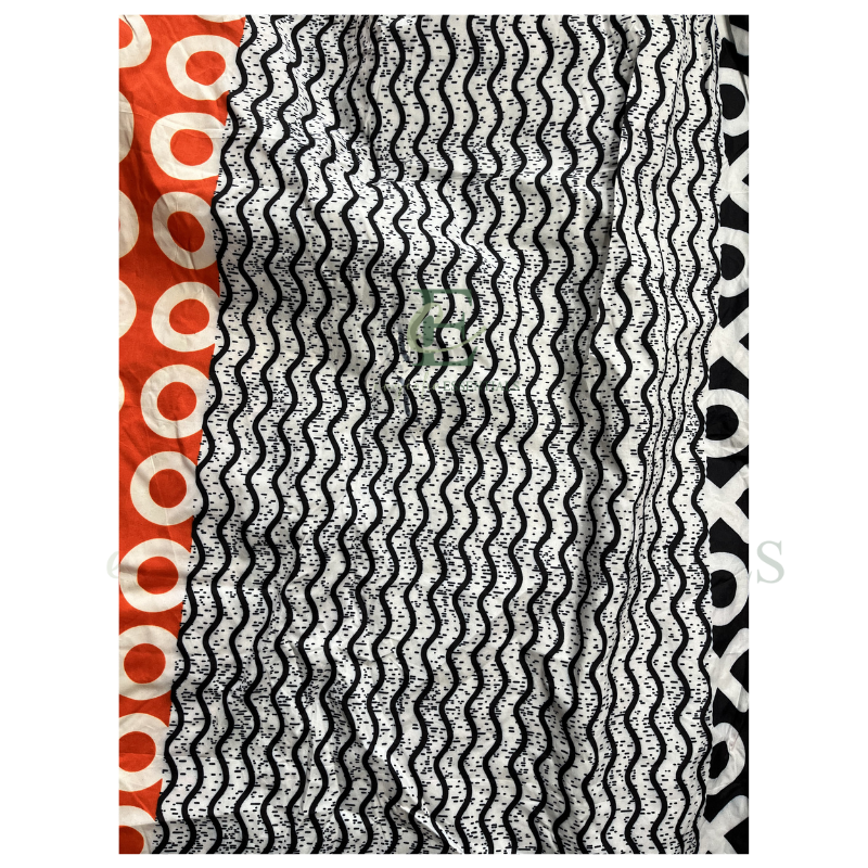 Orange Black XO African Print Maxi Dress with Ruffle Straps | Free Size (S–XXL)