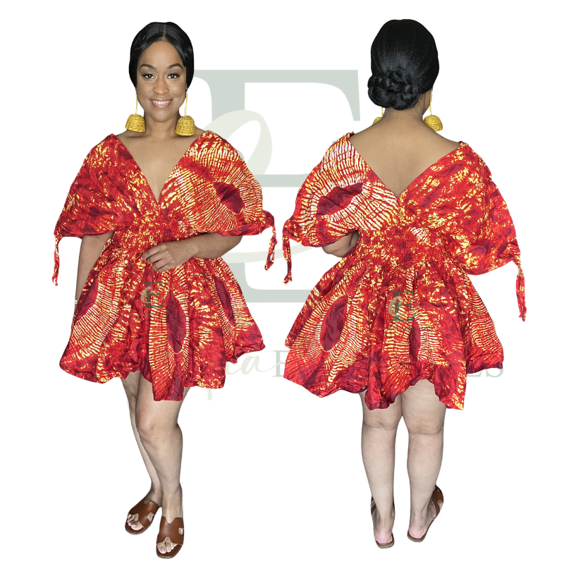 Fiery Red Smocked Mini Dress