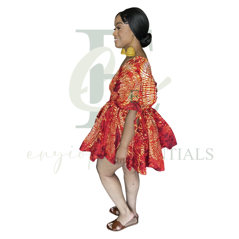 Fiery Red Smocked Mini Dress