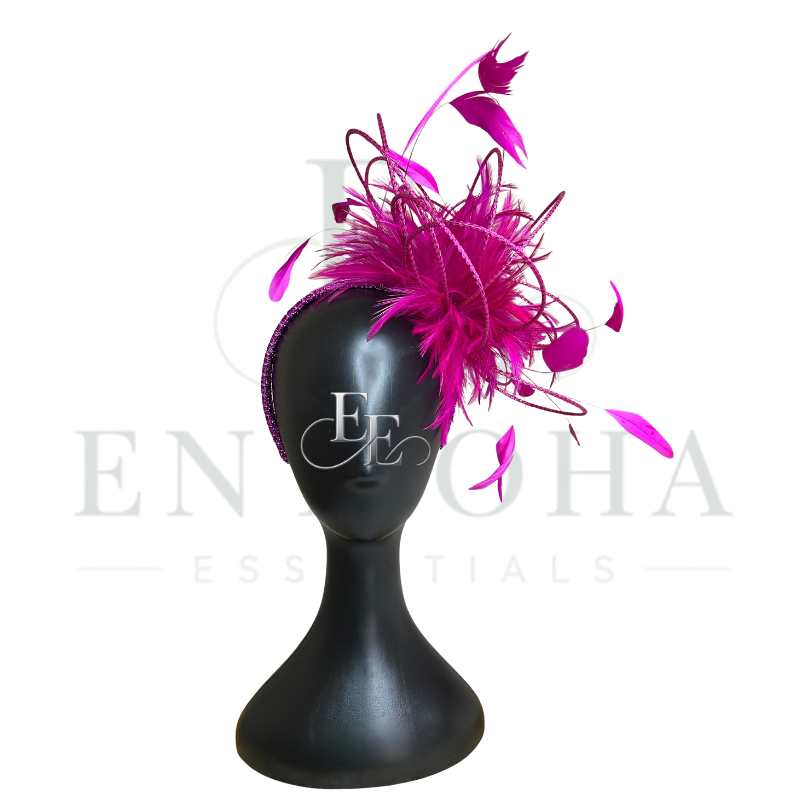 Fuchsia Feather Couture Fascinator