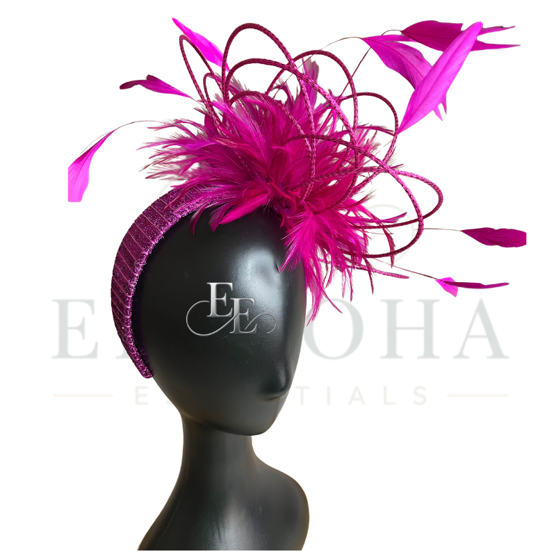 Fuchsia Feather Couture Fascinator