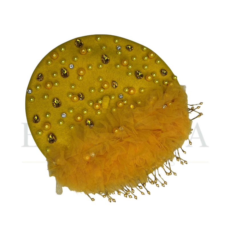 Ruffle Embellished Bead Fringe Beret