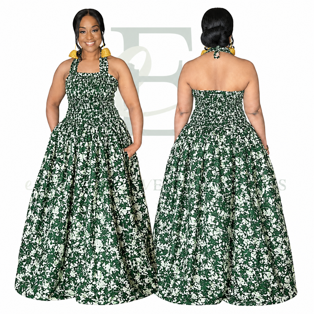 Enchanted Garden Halter Long Maxi Dress