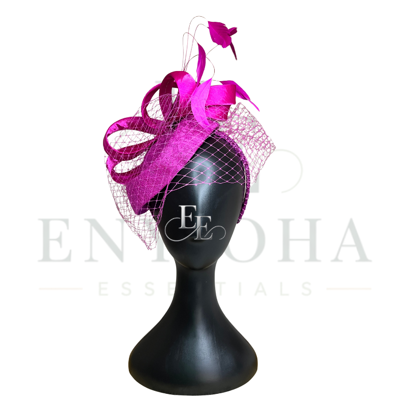 Hot Pink Birdcage Veil Fascinator