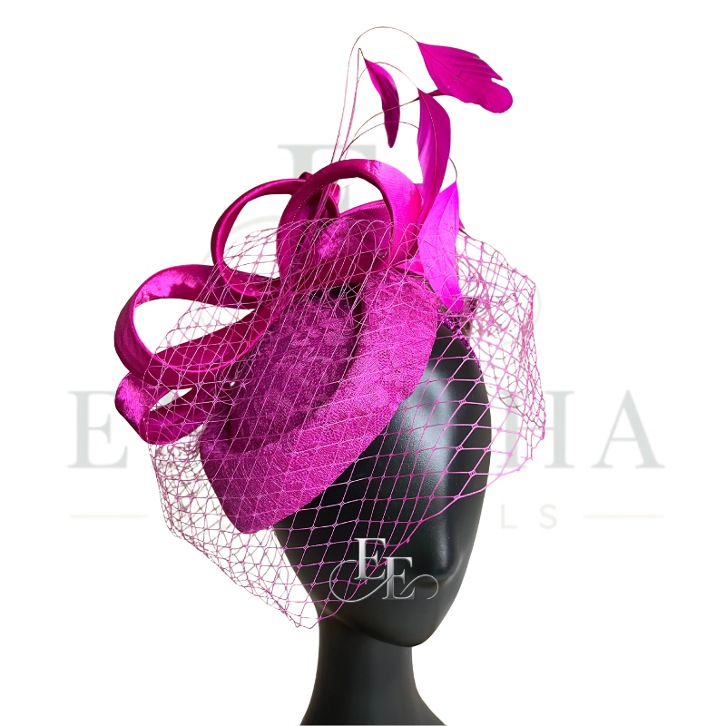 Hot Pink Birdcage Veil Fascinator